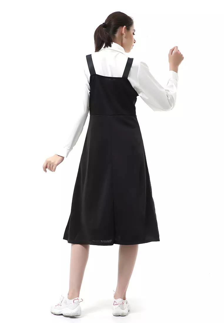 Nayra One Set Setelan Kemeja Dress Kodok Wanita Lengan Panjang Material Sutra ORIGINAL - White