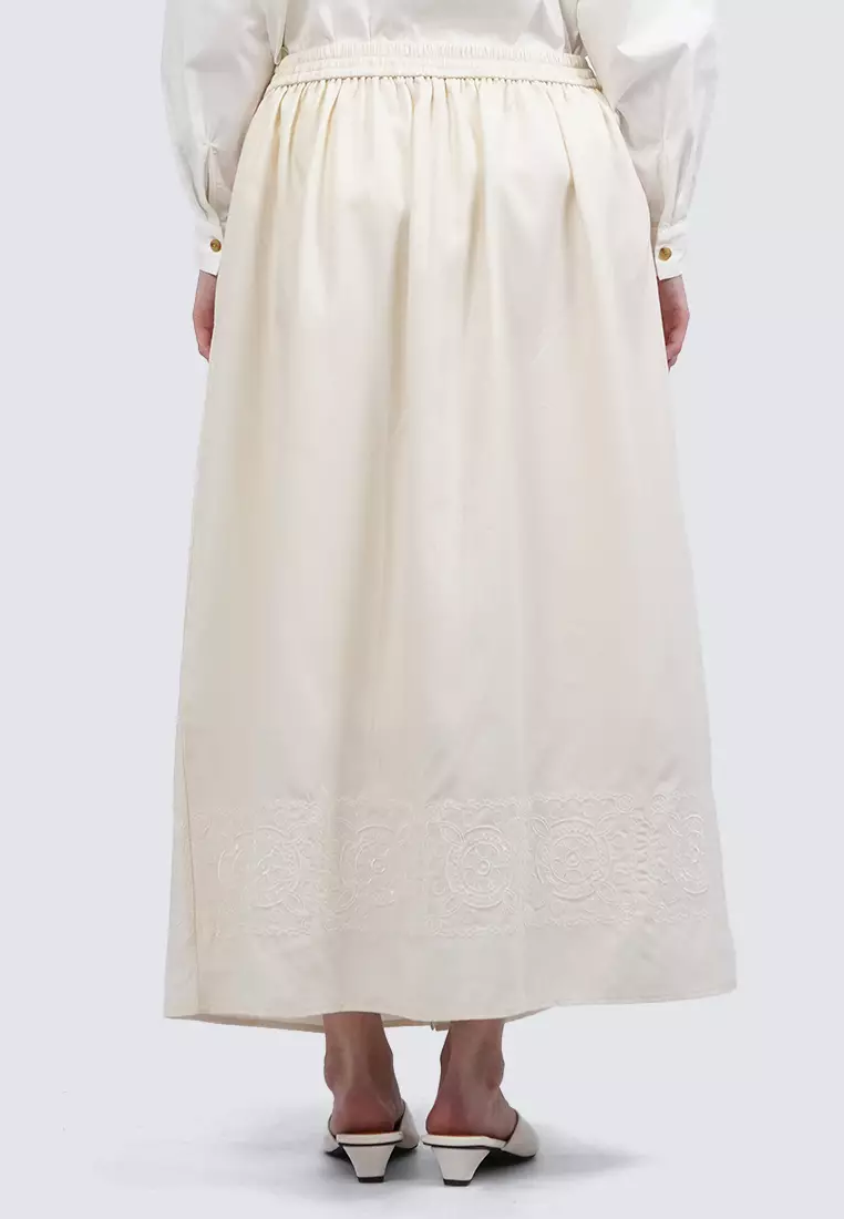 Embroidered Maxi Skirt OFF WHITE