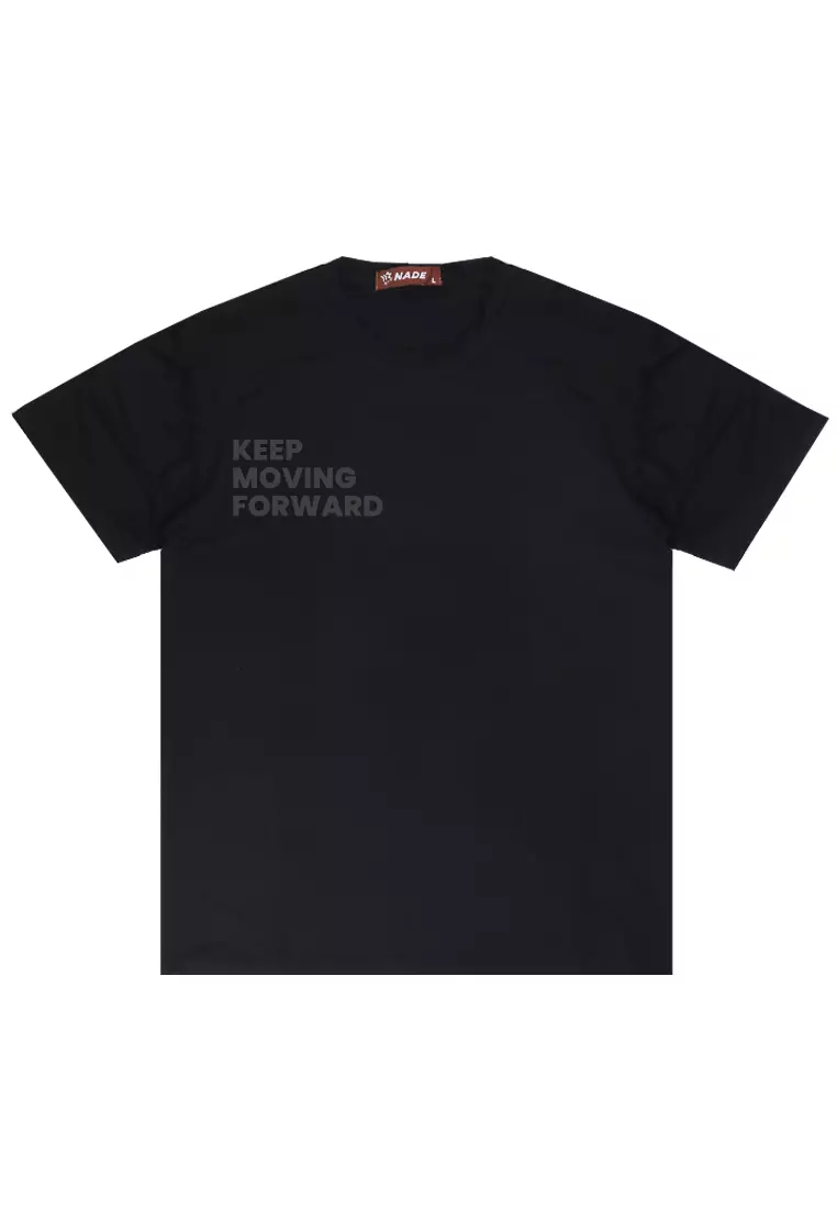 NTD92 Kaos Gym Stretch Nade "keep moving forward" hitam
