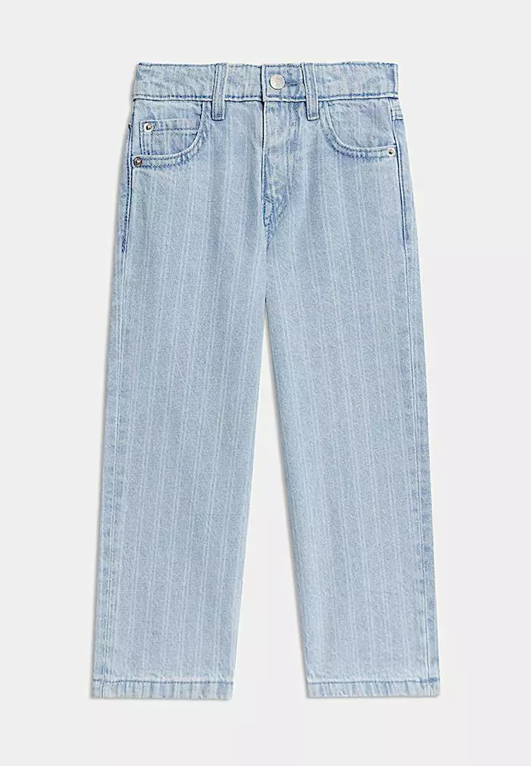 Wide Leg Denim Striped Jeans