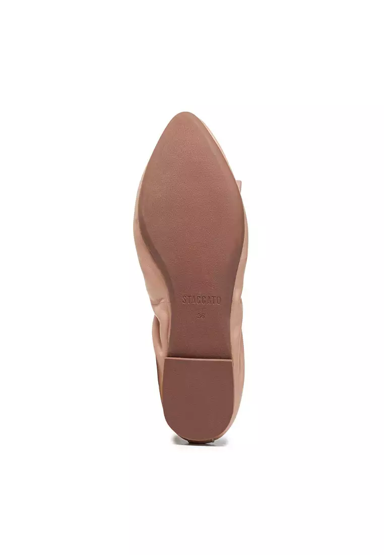 Staccato Bow Leather Slip-On Flats - Pink (EFX01-PIN)