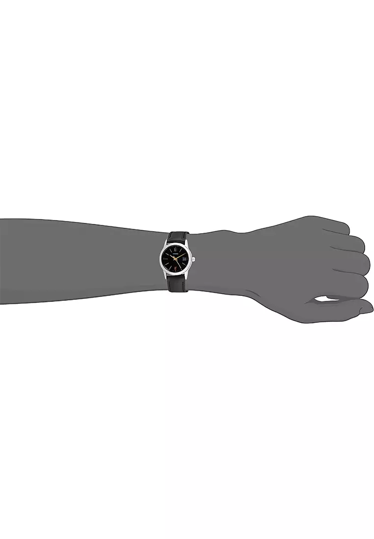 Casio - Jam Tangan Analog Wanita - Silver - Black Leather Strap - LTP-V002L-1B3