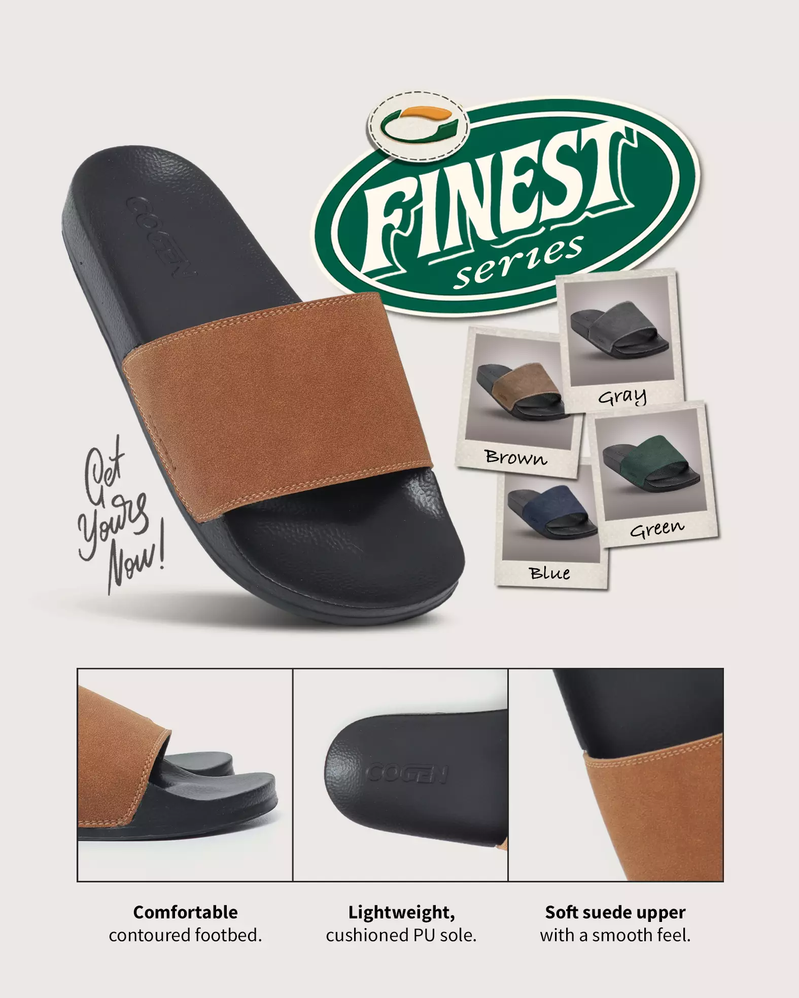 Marhadi Sandal Pria Cogen Sendal Selop Nyaman Suede - Finest Blue