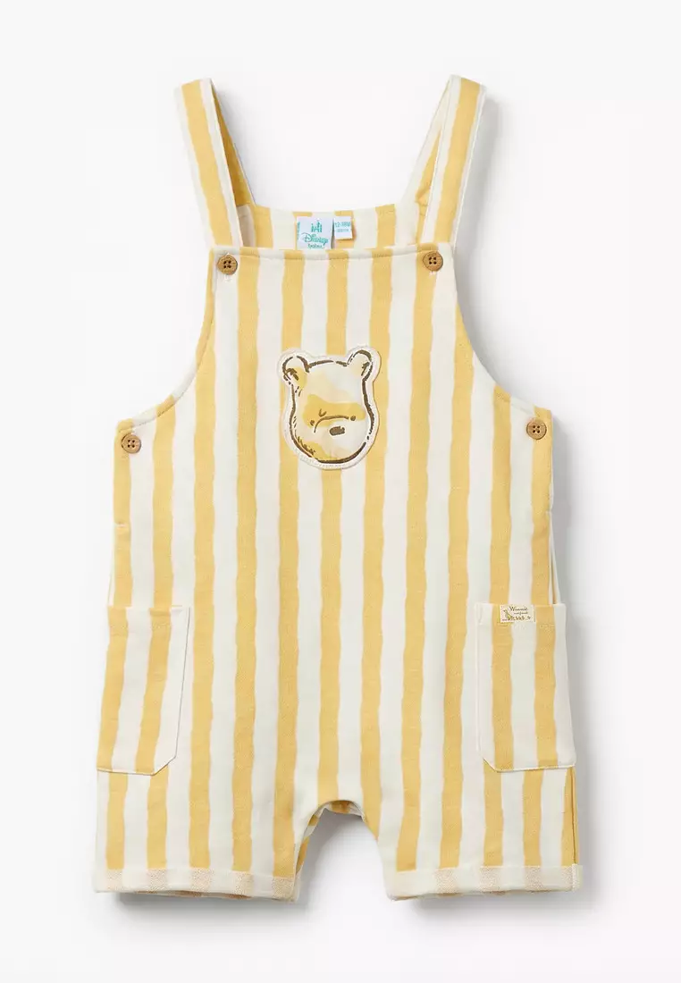 Babyshop Disney Crew Neck Short Sleeves T-Shirt And Dungaree Set With Winnie The Pooh Applique