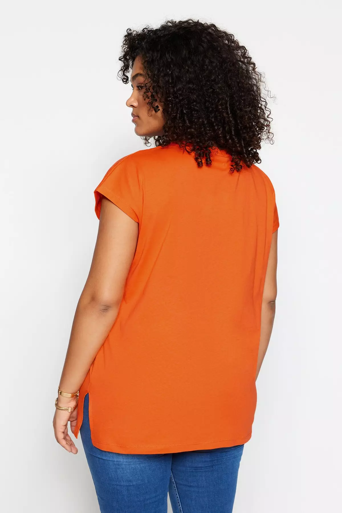 Plus Size V-Neck Slit T-Shirt