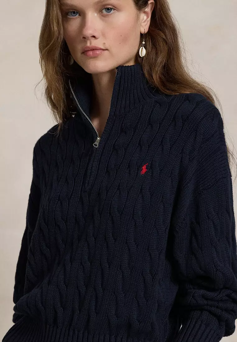 Buy Polo Ralph Lauren Cable-Knit Cotton Quarter-Zip Sweater 2026
