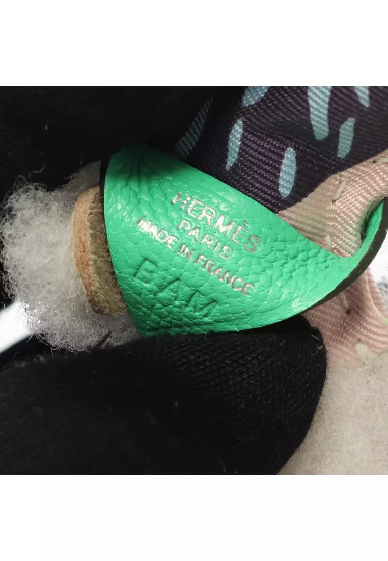 Pre-Loved Hermès Paddy Charm aloha blue aztec Vert Comique bag charm Aagneau Mouton silk blue off white multicolor B stamp