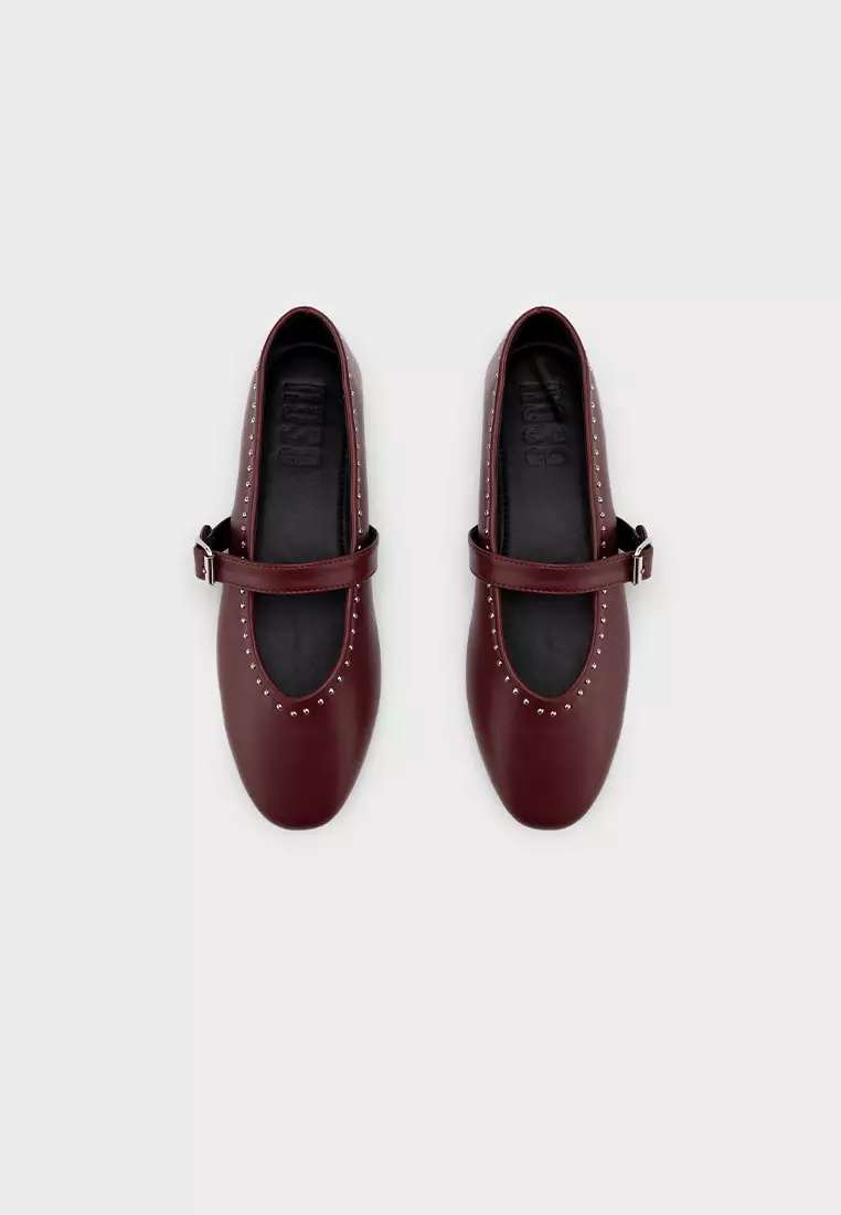 STUDDED MARY JANE FLATS