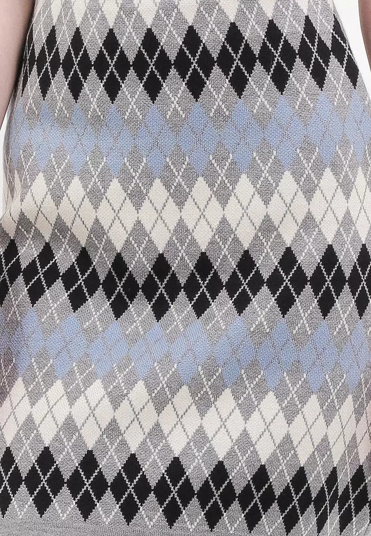 Argyle Knit Pencil Skirt
