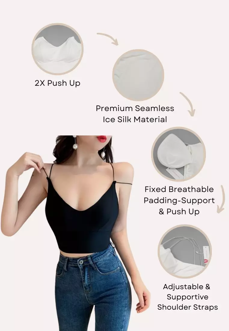 Premium Reina Corset Top Seamless Bralette Top in Black