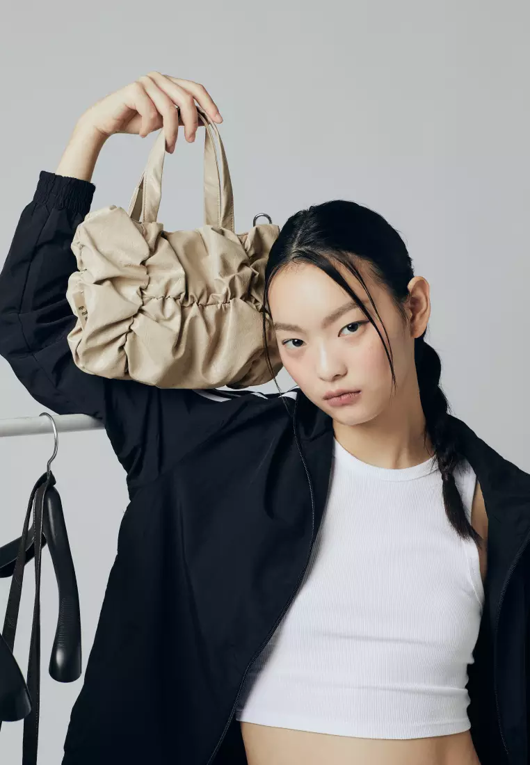 POPCORN JAZZ Nylon Crossbody Bag Beige