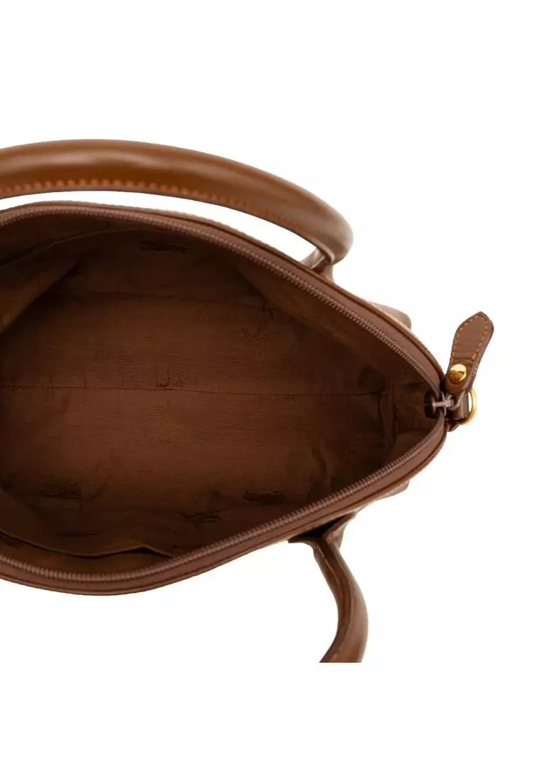 Pre-Loved Burberry Haymarket Check Canvas Dome Satchel