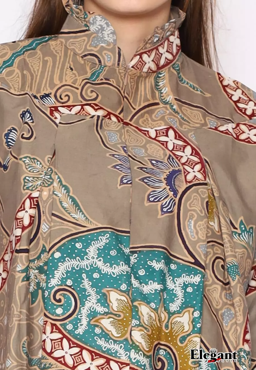 Blouse Batik Sablon Malam Reseleting Windradi Premium Slimfit Elegant