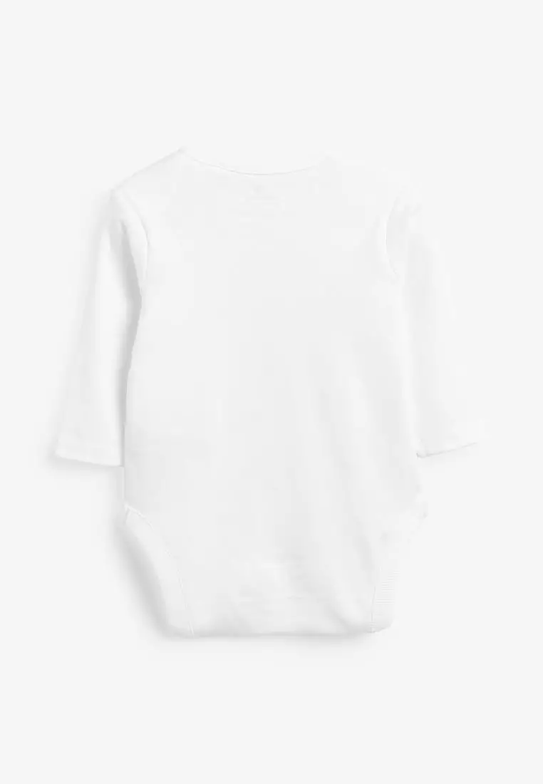 White 5 Pack Essential Baby Long Sleeve Bodysuits