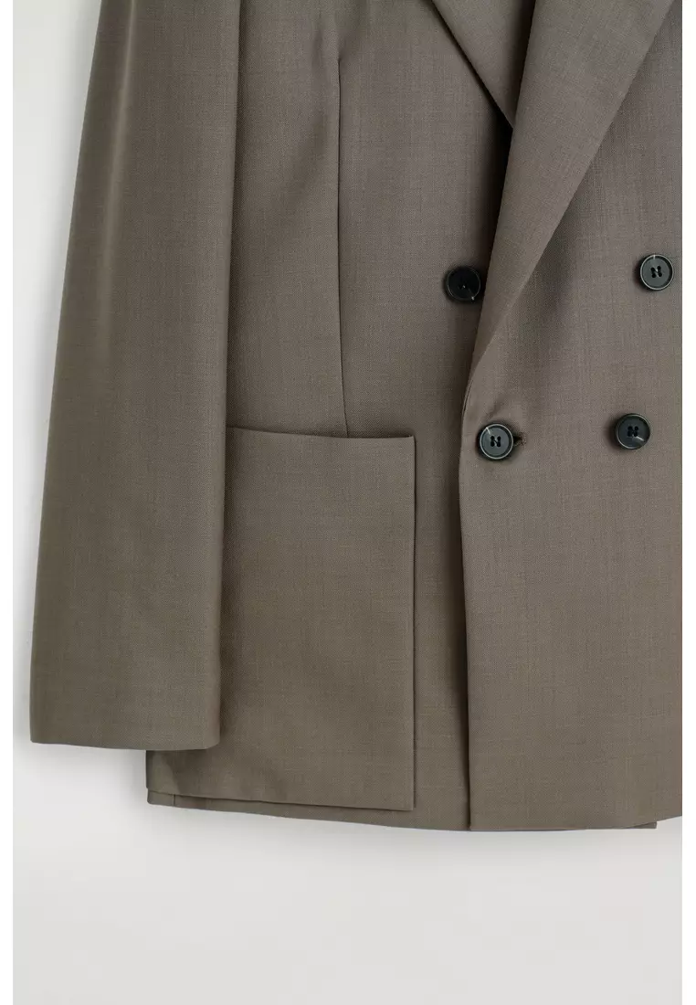 DOUBLE-BREASTED WOOL-TWILL BLAZER