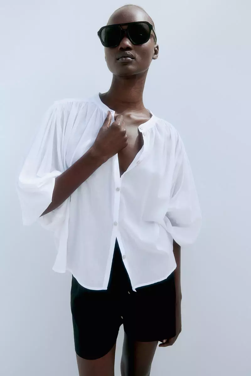 Buy H&M Balloon-sleeved blouse Online | ZALORA Malaysia