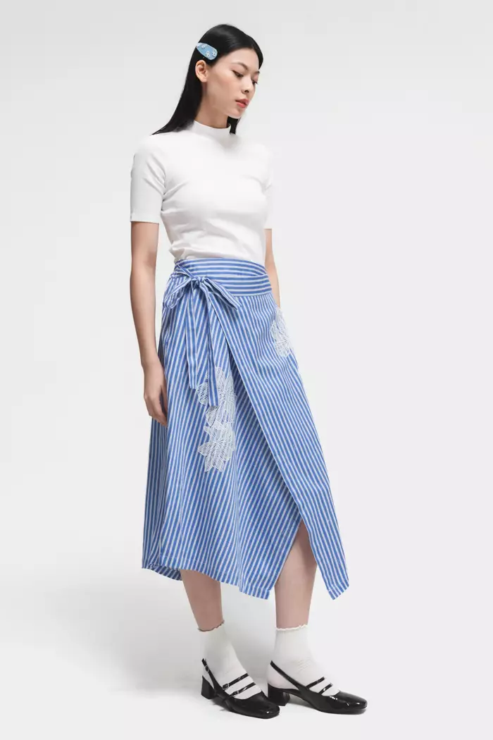 COTTONINK X Artkea - Bawahan Rok Wanita Navy Midi Halliday