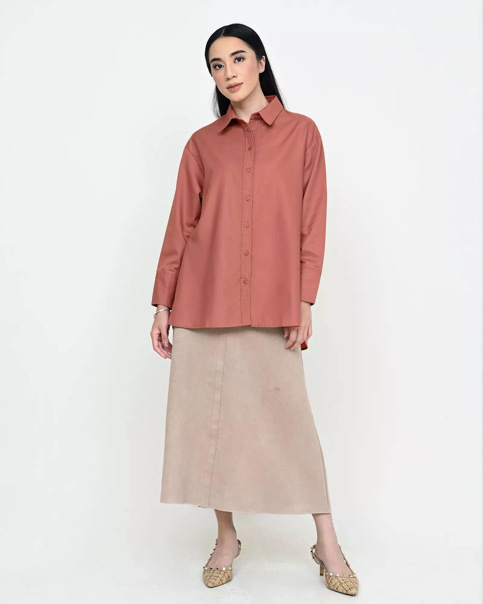 Geulis.id PIPER SHIRT / KEMEJA OVERSIZE WANITA - DARKMARSALA