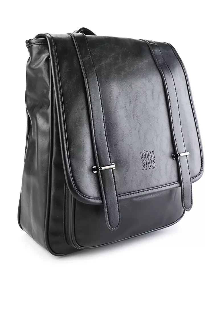 Distressed Leather Commuter Messenger Backpack