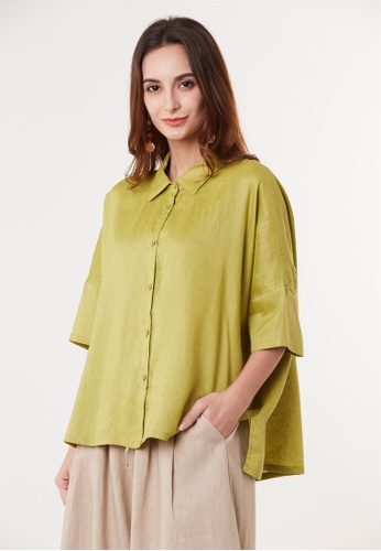 Buy East India Company Navya Short Sleeve Linen Boxy Shirt Online Zalora Malaysia
