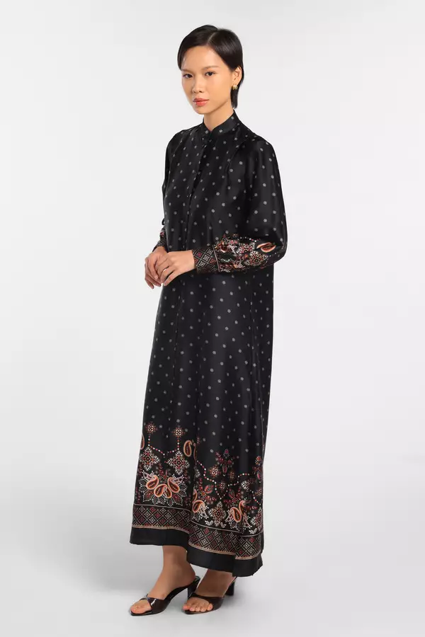 MINIMAL - Mahnoor - Gamis Motif Paisley - Black - Manzone & Minimal