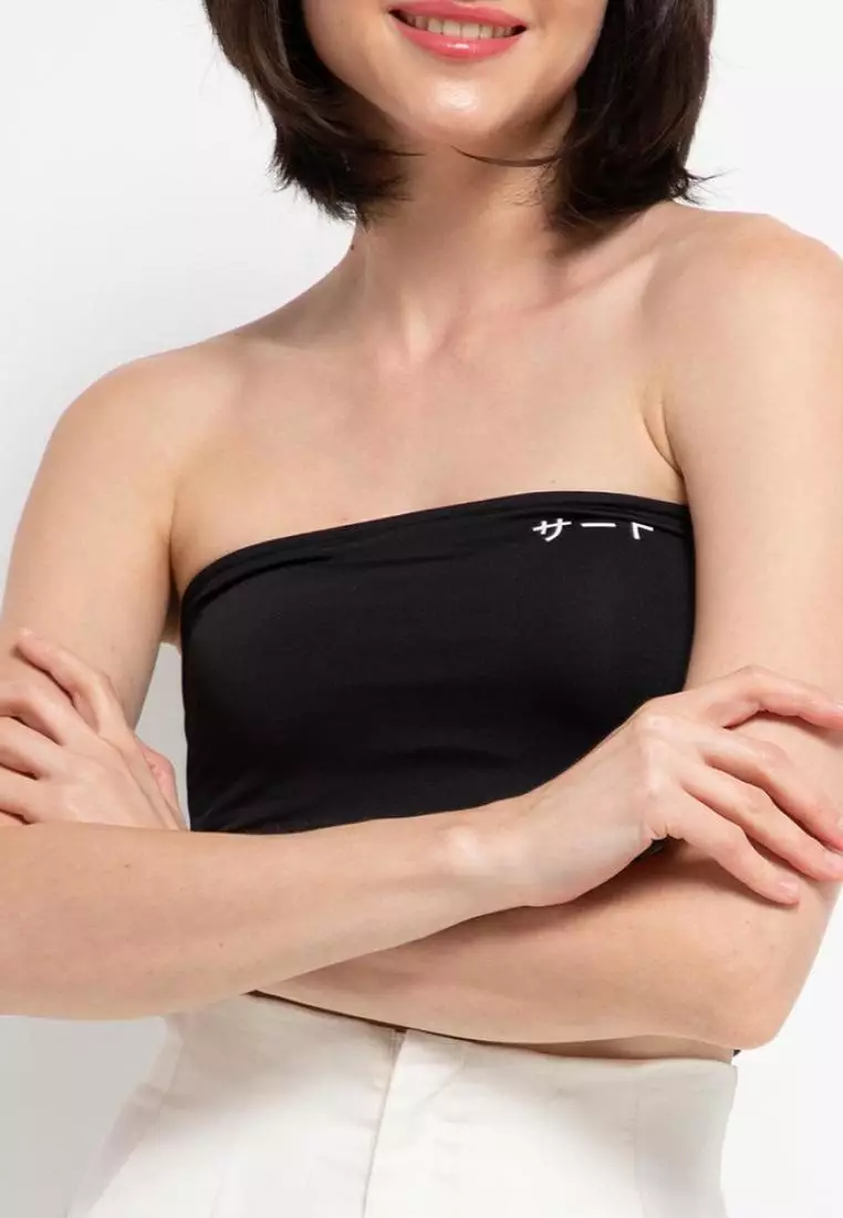 LTD63 Kemben Tube Top Pendek Hitam Katakana