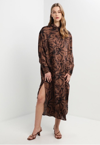 Buy TOPSHOP Animal Oversized Midi Shirt Dress 2023 Online | ZALORA Singapore