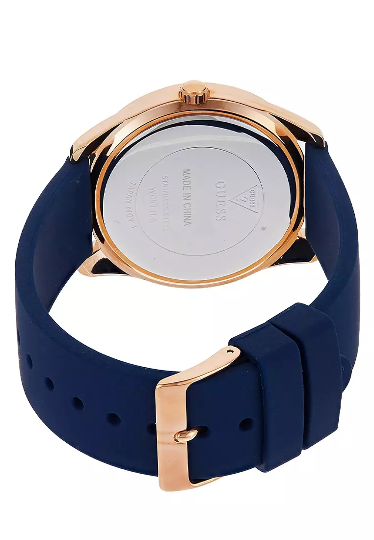 Guess W0911L6 - Jam Tangan Wanita - Rosegold - Blue Rubber Strap