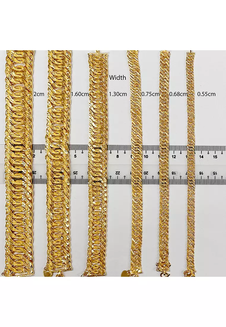916/22K Gold Hollow Double Centipede Chain Bracelet T025 (1.30CM)