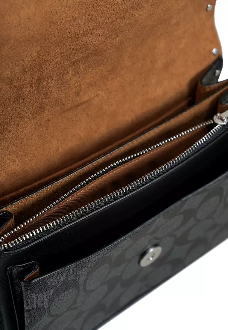 Klare Crossbody In Signature Canvas With Rivets Graphite Black