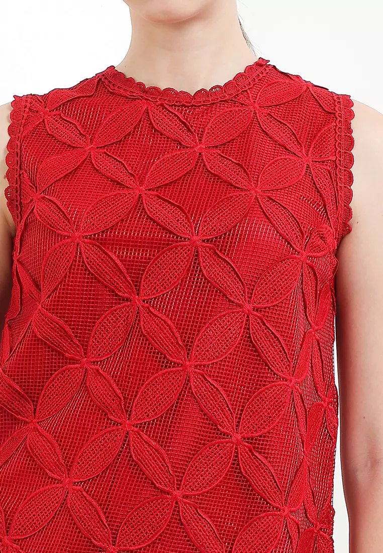 Flo Mesh Lace Trims Sleeveless Top