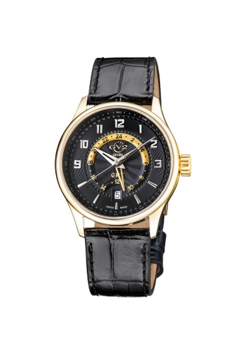 Gevril black GV2 Men's Giromondo Black Dial Black Calfskin Leather Watch B9E1CAC7F71220GS_1