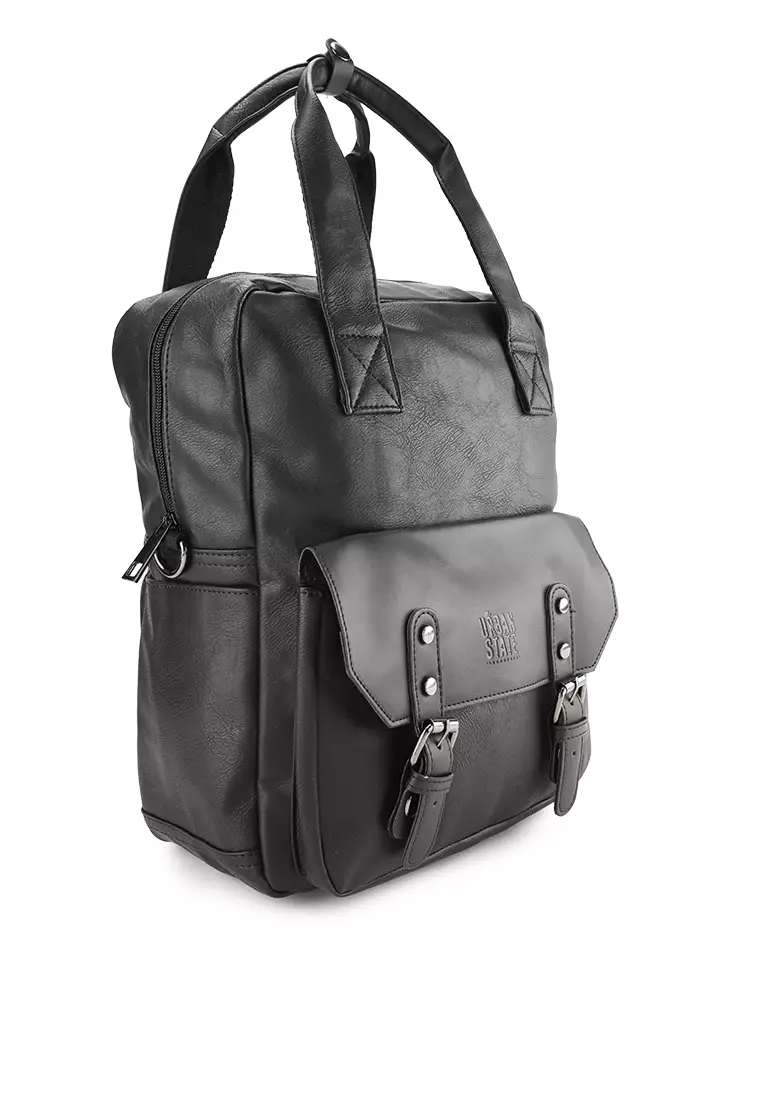 Distressed Leather Carry Backpack