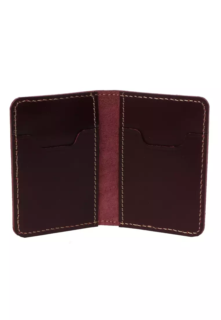 Zackly Card Holder Wallet Dompet Kartu Handmade Many Slot Material Genuine Leather 025 ORIGINAL - Red