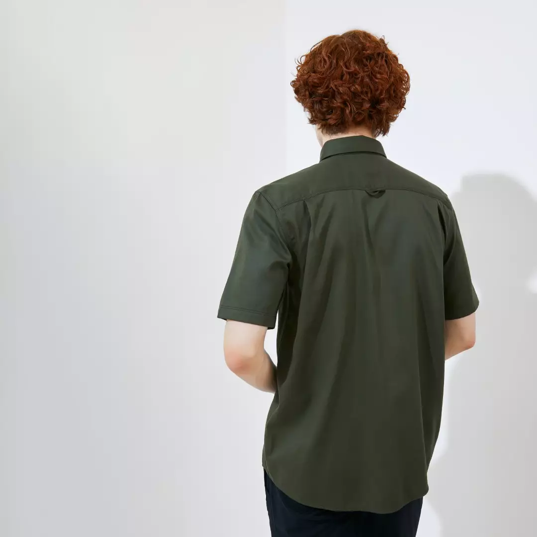 Jack Nicklaus Elwood Kemeja Pria Lengan Pendek Slim Fit Army Green Colour Army Green