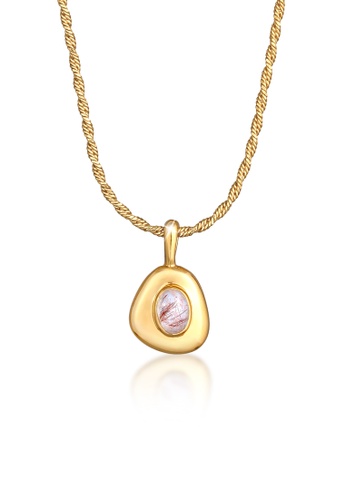 Elli Jewelry white Necklace Elegant Quartz Gemstone Gold Plated 5C6ABAC910676DGS_1