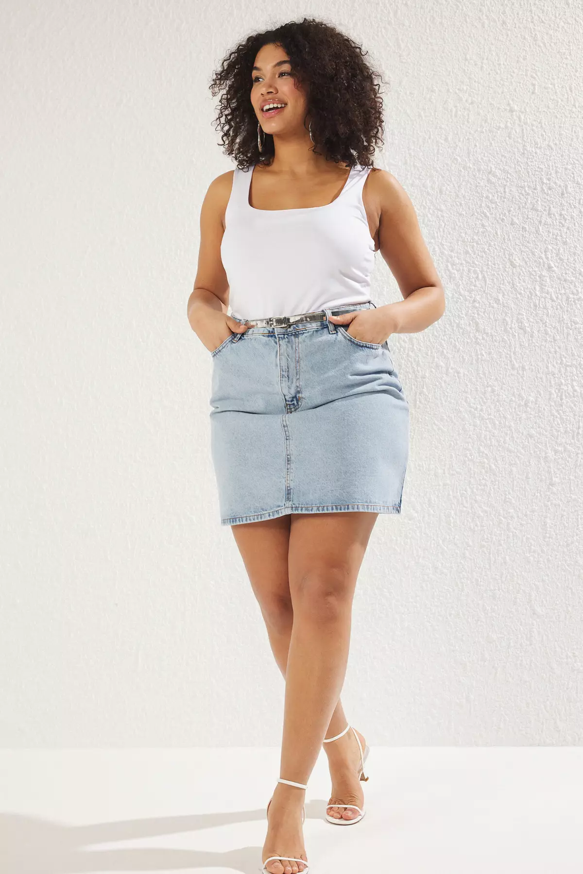 Buy Trendyol Plus Size High Waist A-Line Denim Skirt 2025 Online