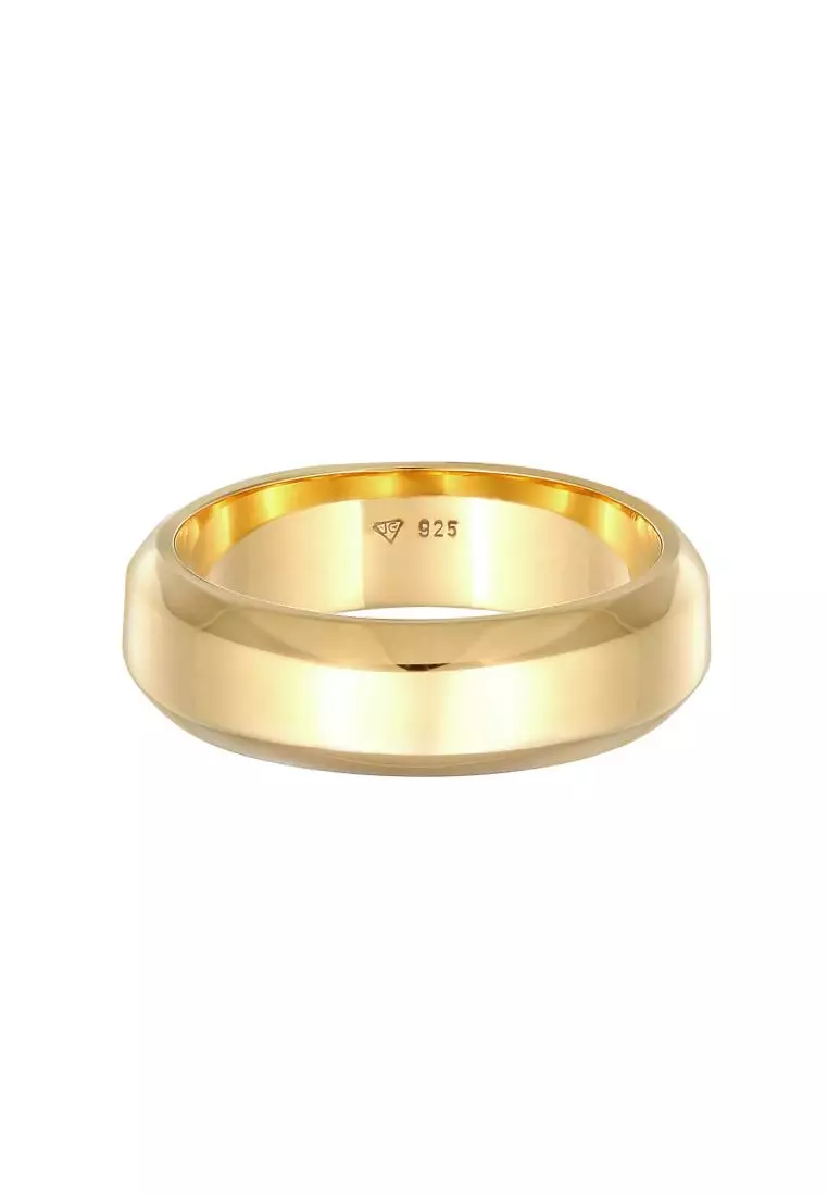 Ring Men Band Solid in 925 Sterling Silver Gold Plated