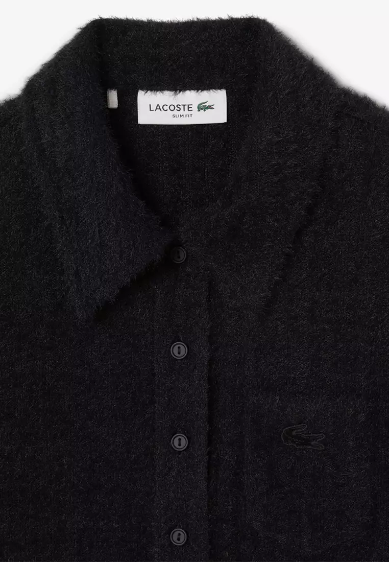 Slim Fit Fuzzy Rib Knit Polo Shirt