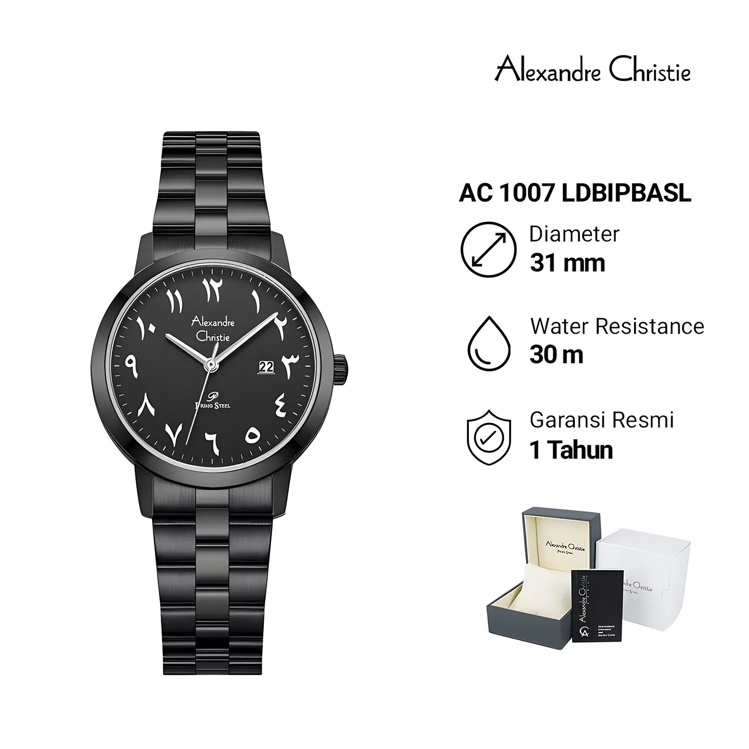 Jam Tangan Analog Wanita - Primo Series - IP Black Stainless Steel - 1007 LDBIPBASL