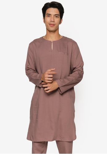 Lubna Homme brown Kurta made from TENCEL™ 0A367AAD32F0DEGS_1
