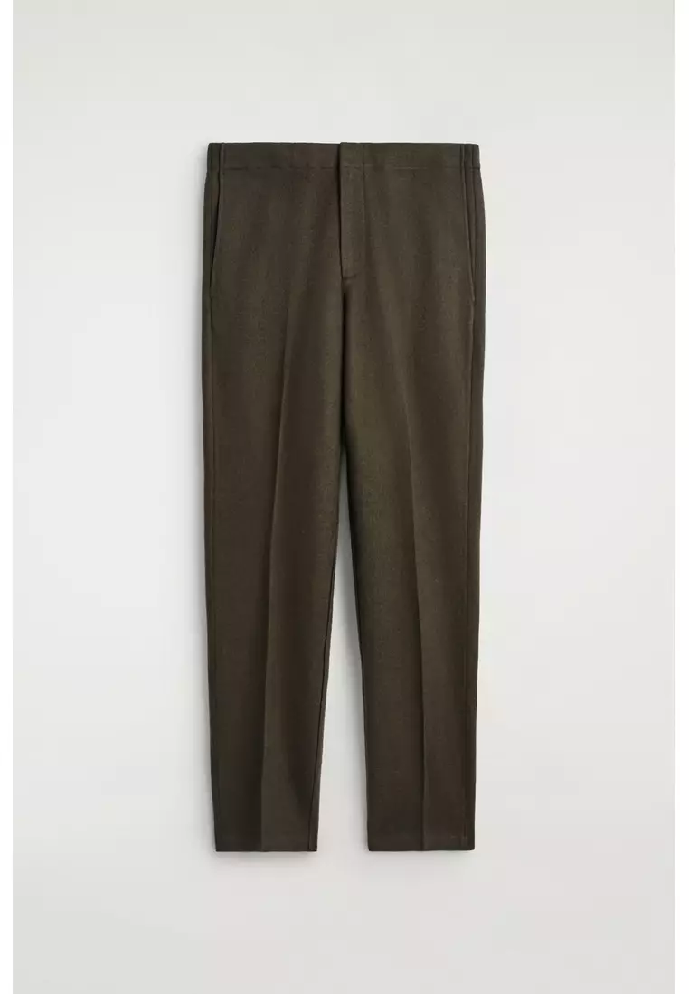 ELASTICATED BOILED-WOOL TROUSERS