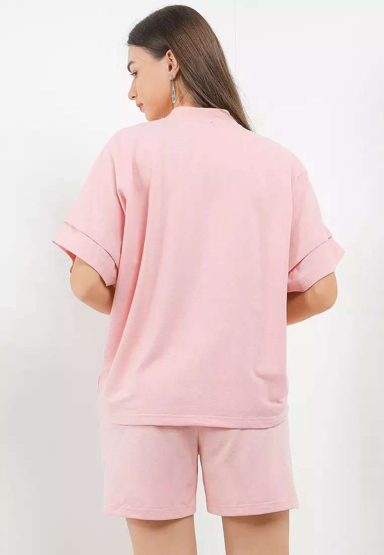 Atasan Top Bawahan Button Set Short Pants Celana Pendek Wanita