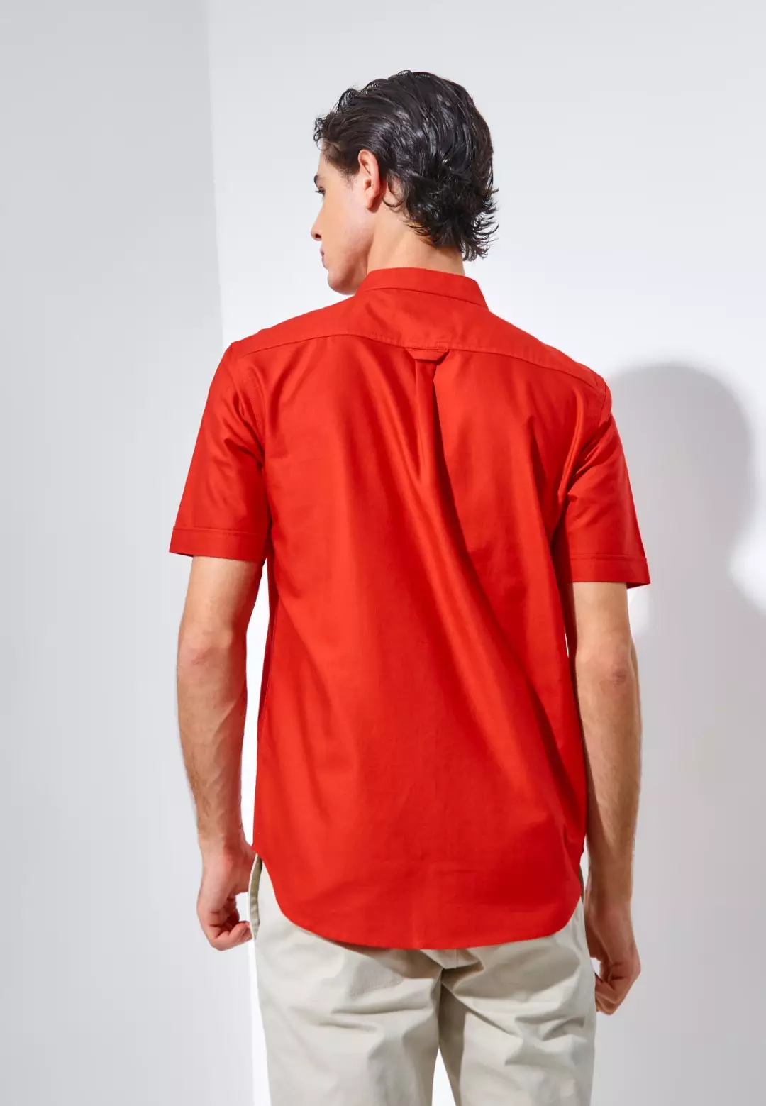 Jack Nicklaus Volga Kemeja Shanghai Pria Pendek Slim Fit Chili Red