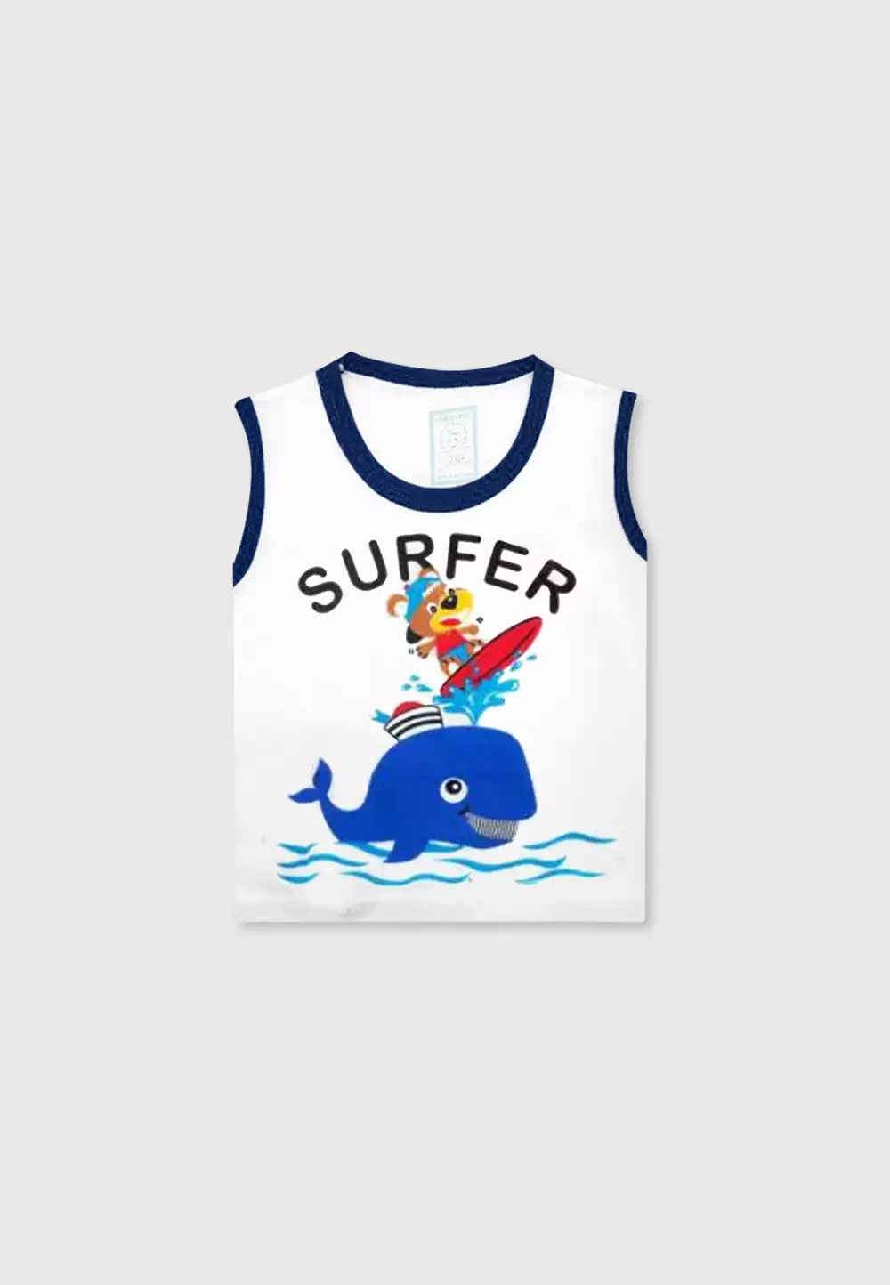 Wakakids Baju Singlet Setelan Bayi Anak Laki Laki Usia 0 Bulan Hingga 6 Bulan Motif Super Surfing 2612 Navy