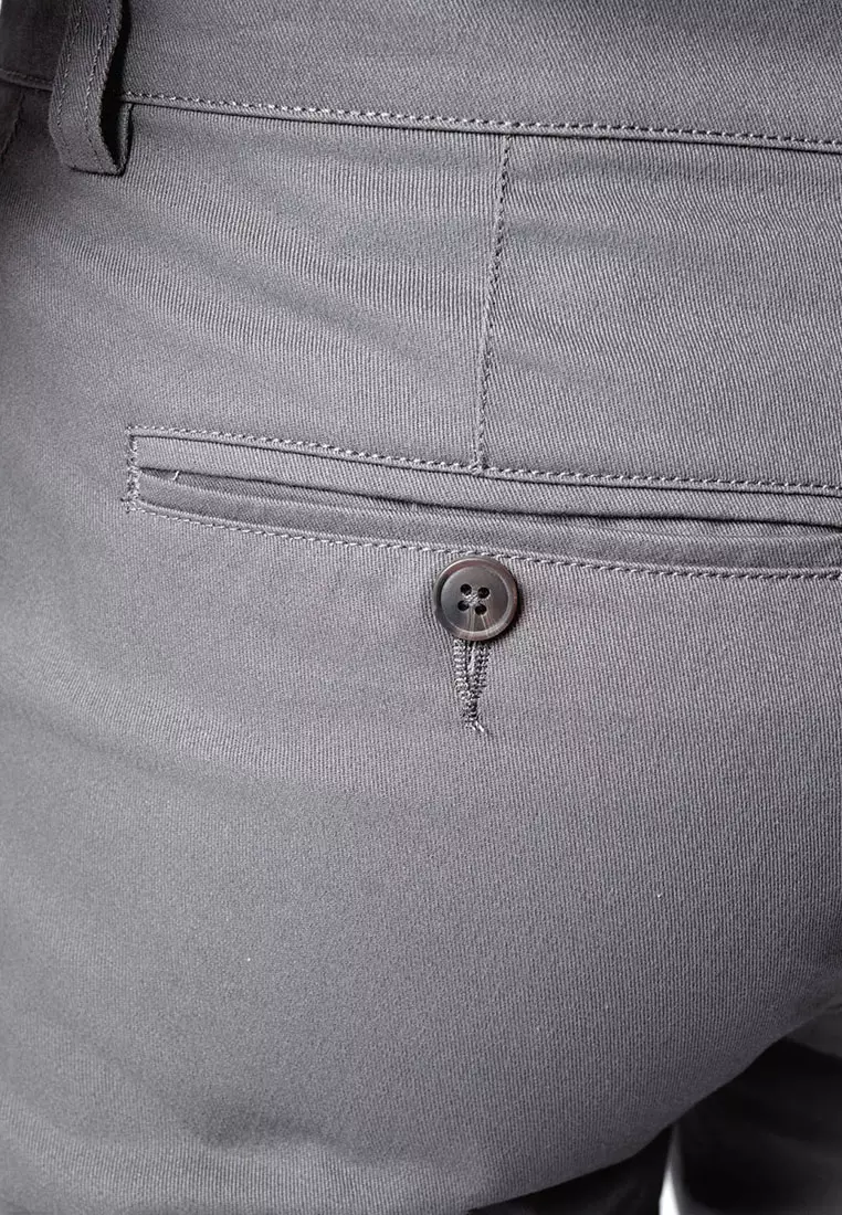 Regular Straight Fit Chino Cotton Twill Dark Grey