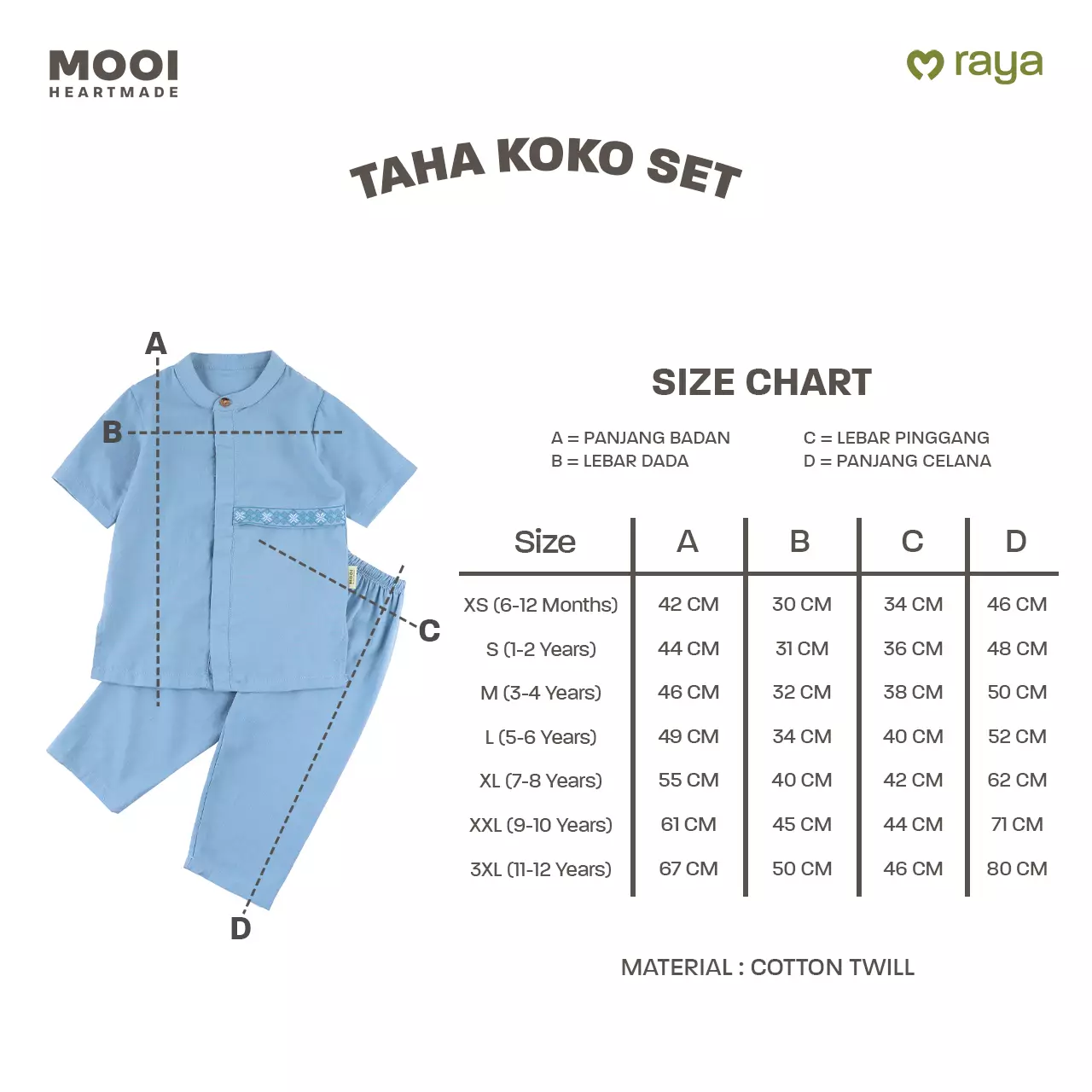 Mooi Taha Koko Set Setelan Koko Anak Raya Collection - Clary Sage