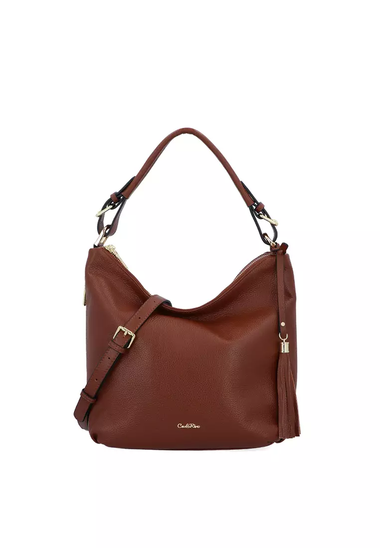 CR Robin Hobo Leather Bag - Brown
