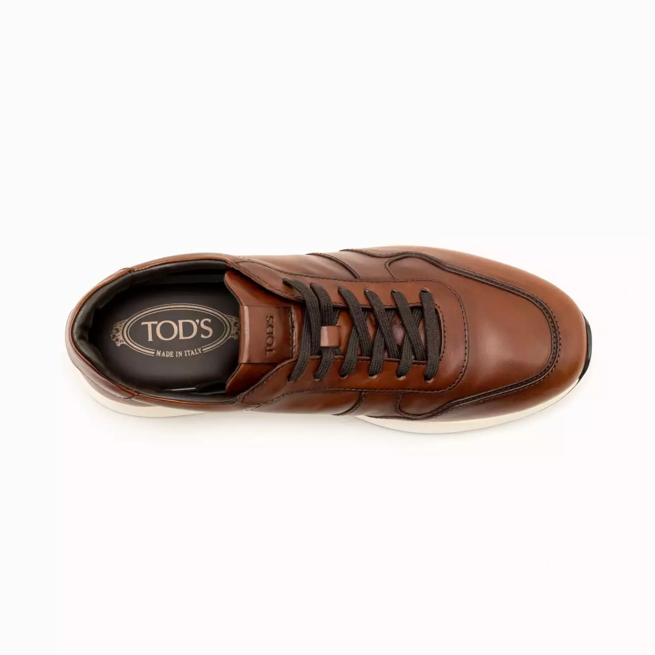 Red Dot Vintage Effect Leather Sneakers Brown White