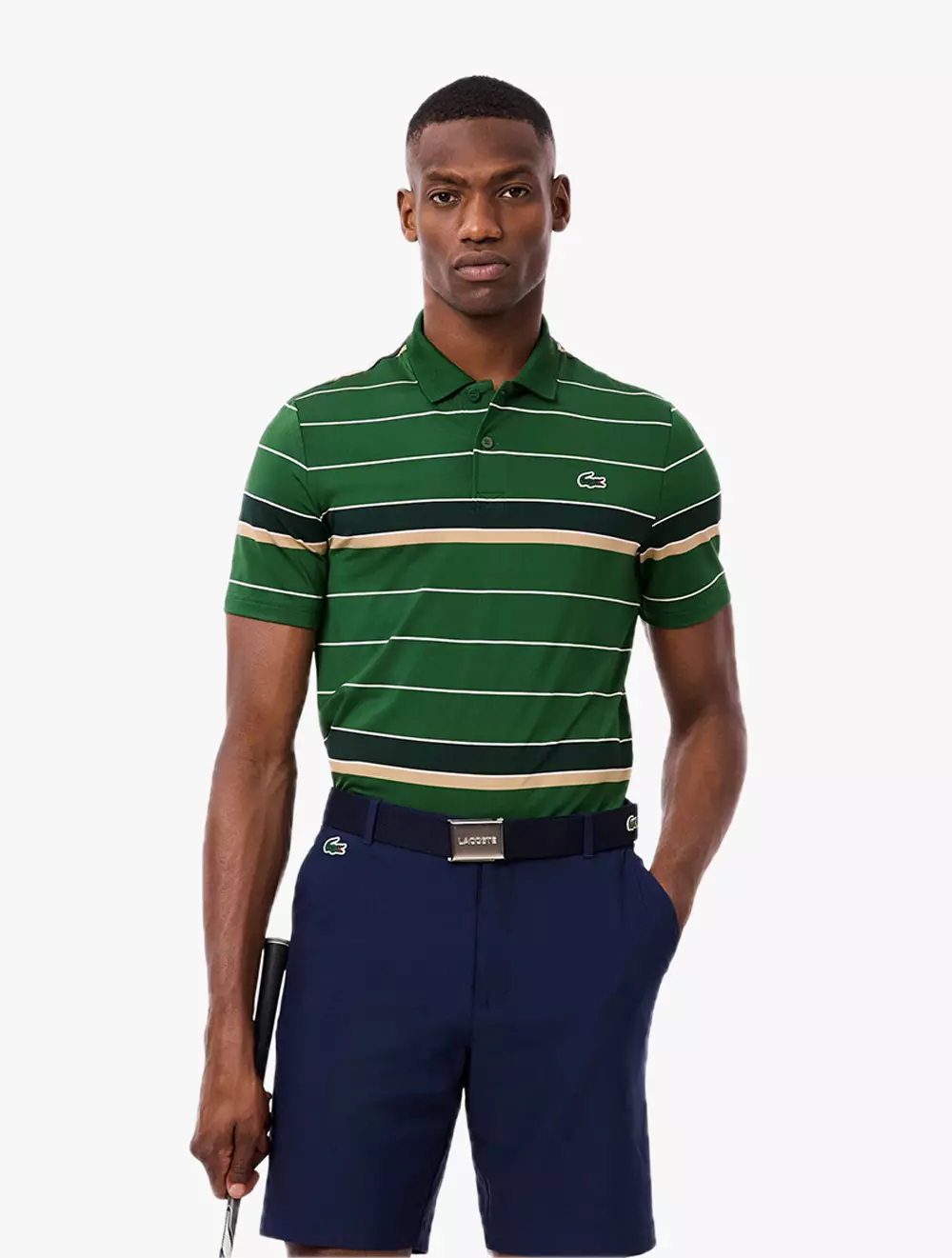 Striped Ultra Dry Stretch Golf Polo Shirt - Green